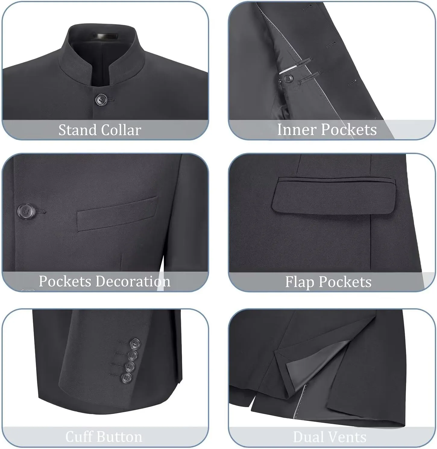Men's Suits Stand Mandarin Collar Suit 2 Piece Men Slim Fit Chinese Tunic Suits Jacket Pant Set