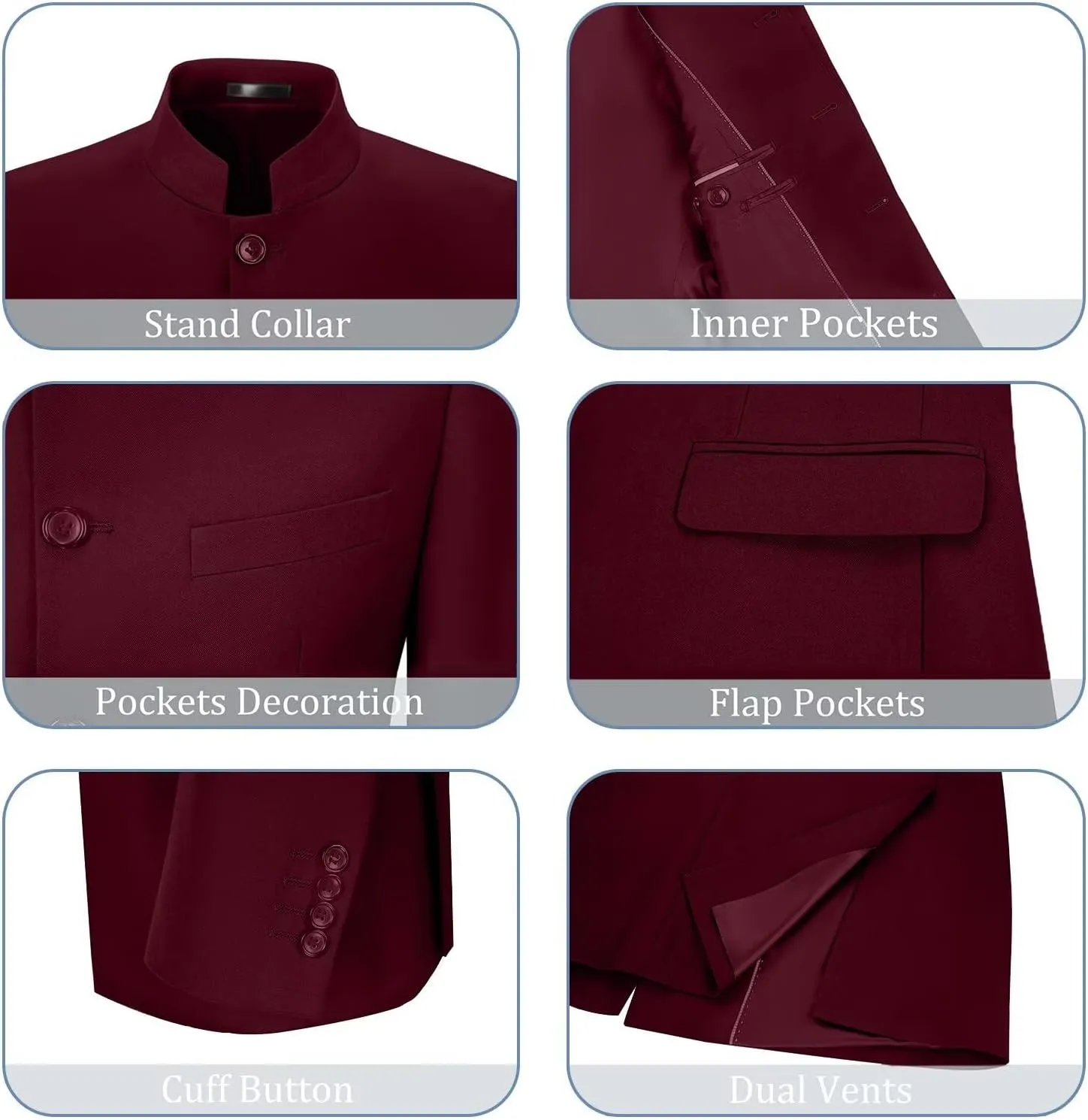 Men's Suits Stand Mandarin Collar Suit 2 Piece Men Slim Fit Chinese Tunic Suits Jacket Pant Set