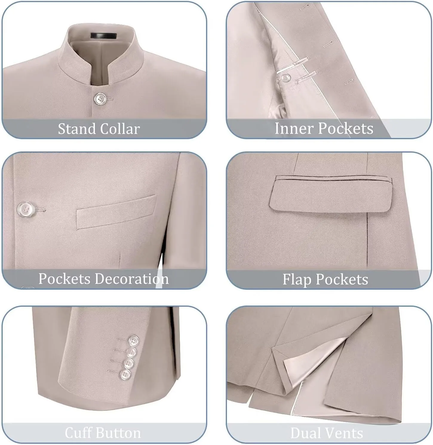 Men's Suits Stand Mandarin Collar Suit 2 Piece Men Slim Fit Chinese Tunic Suits Jacket Pant Set