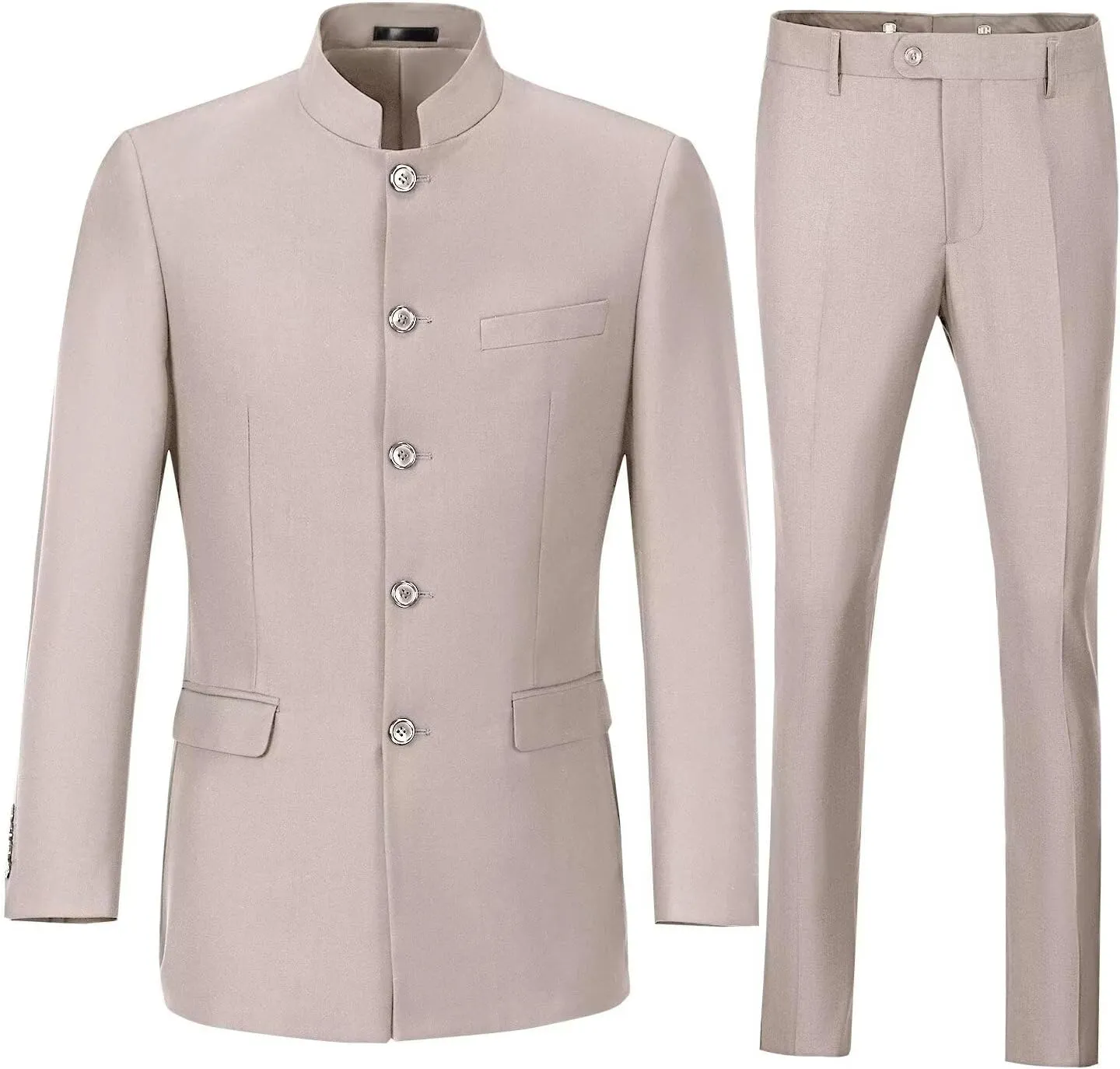 Men's Suits Stand Mandarin Collar Suit 2 Piece Men Slim Fit Chinese Tunic Suits Jacket Pant Set