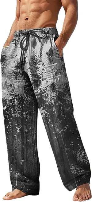 Mens Summer Casual Beach Pants Drawstring Elastic Waisted 3D Printed Fashion Trousers Holiday Vacation Combat Streetwear 2024