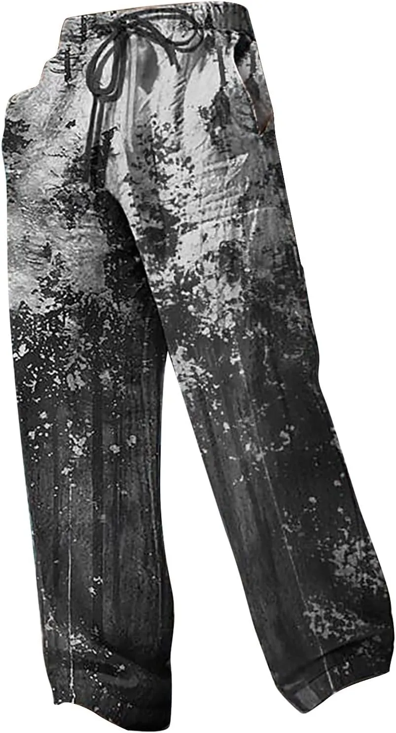 Mens Summer Casual Beach Pants Drawstring Elastic Waisted 3D Printed Fashion Trousers Holiday Vacation Combat Streetwear 2024