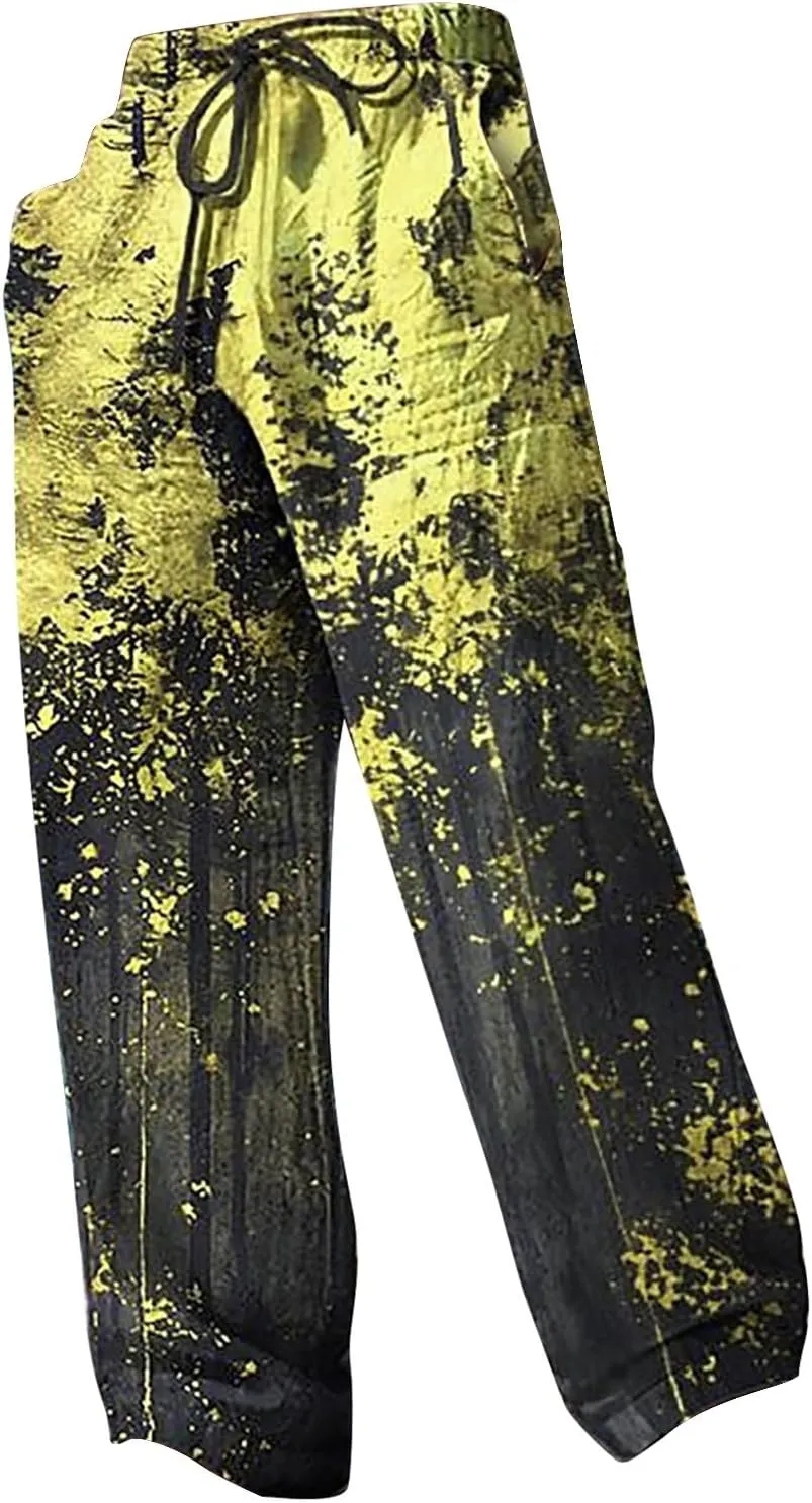 Mens Summer Casual Beach Pants Drawstring Elastic Waisted 3D Printed Fashion Trousers Holiday Vacation Combat Streetwear 2024