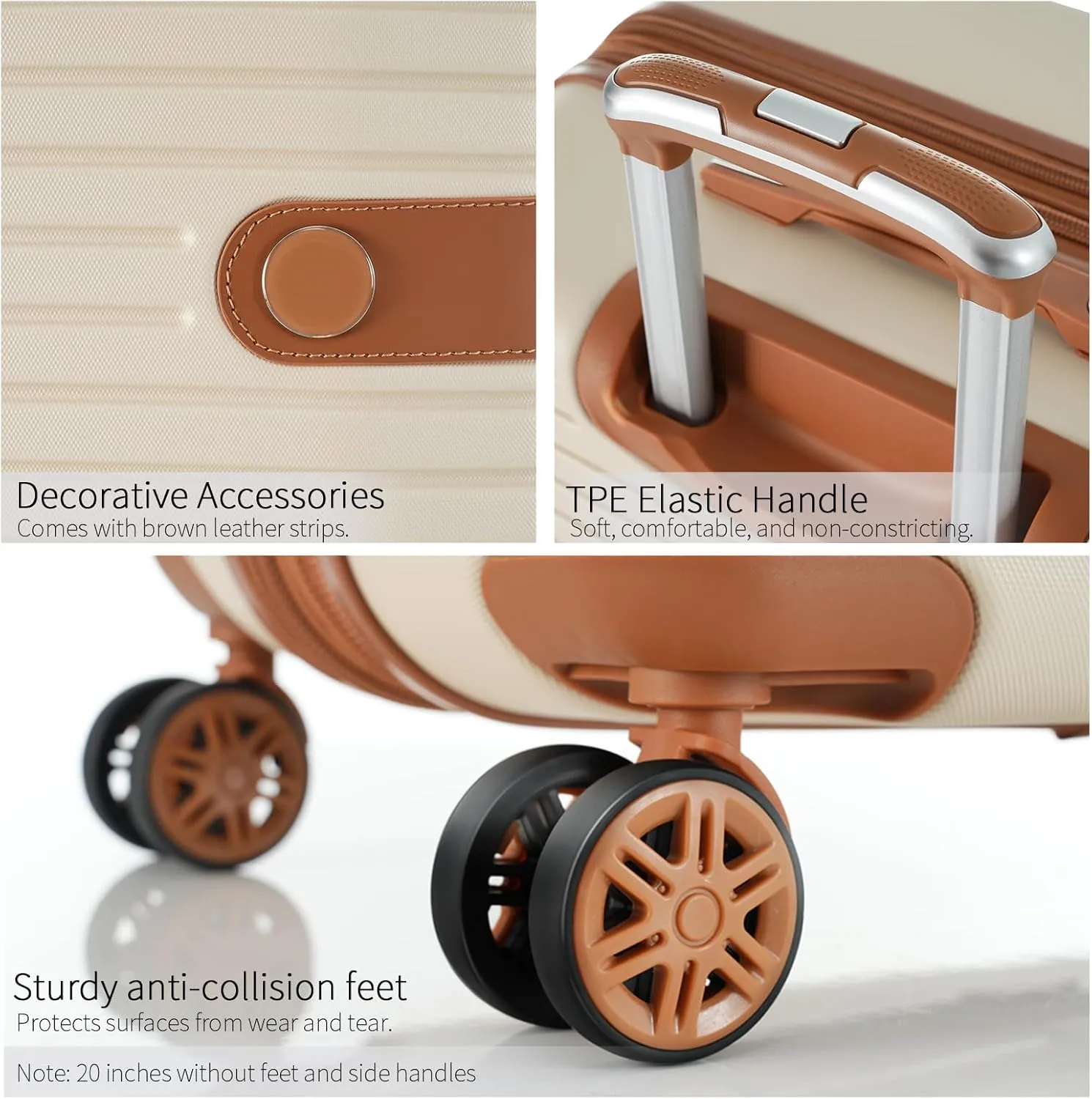 Merax Luggage 4Pc Hardshell Suitcase Sets for Travel, Cream, 16/20/24/28 Inch & 4 Packing Cubes