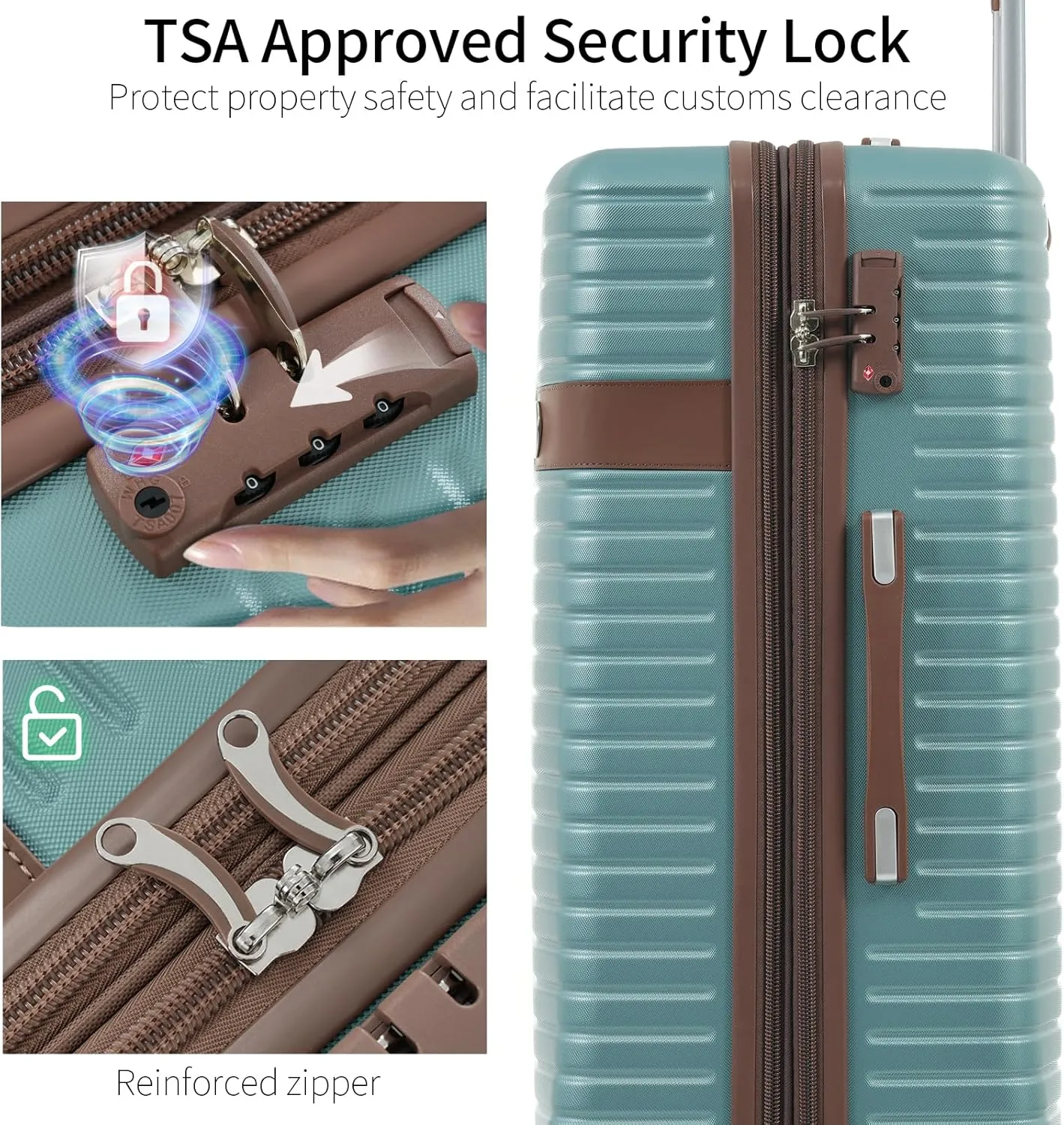 Merax Sets Hardshell Suitcase for Women with 4Packing Carry On Luggage 1/20/24/28, Aqua Blue, 16/20/24/28 Inch & 4 Packing Cubes