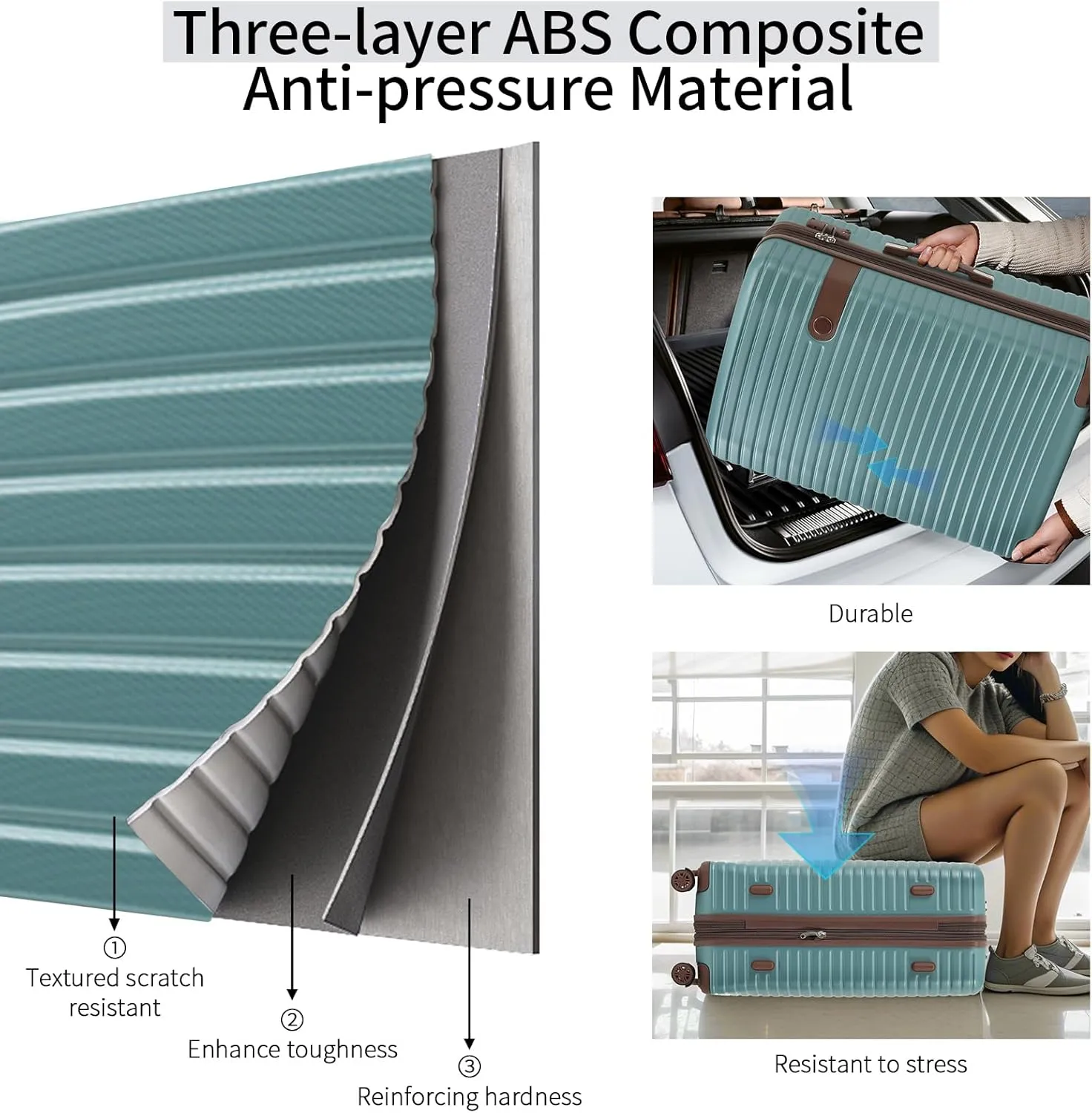 Merax Sets Hardshell Suitcase for Women with 4Packing Carry On Luggage 1/20/24/28, Aqua Blue, 16/20/24/28 Inch & 4 Packing Cubes