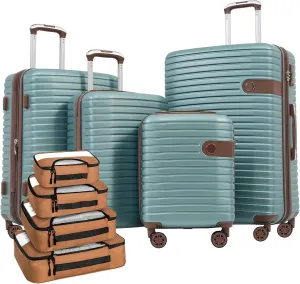 Merax Sets Hardshell Suitcase for Women with 4Packing Carry On Luggage 1/20/24/28, Aqua Blue, 16/20/24/28 Inch & 4 Packing Cubes