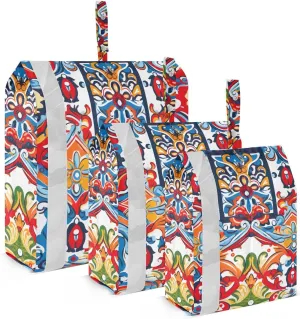 Mexican Ceramic Tiles Pattern Packing Cubes Lightweight Luggage Organizer with Handle Travel Organizer Bags for House Home Clothes