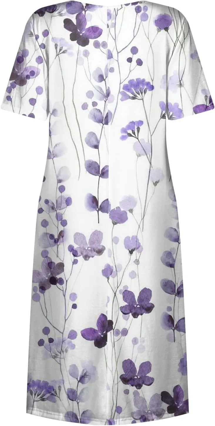 Midi Dresses for Women,Short Sleeve Elegant Formal Ruched Flowy Trendy Plus Size Casual Summer Wedding Guest Dress