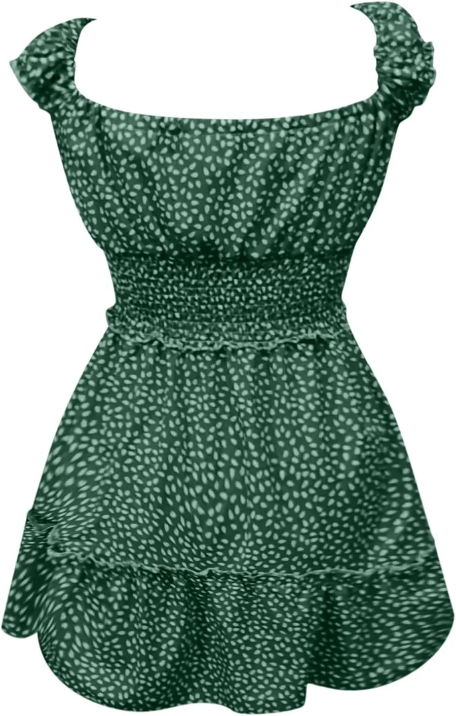 Mini Dresses for Women Summer Casual Floral Boho Sundress Ruffle Short Sleeve Square Neck High Waist Party Sun Dresses