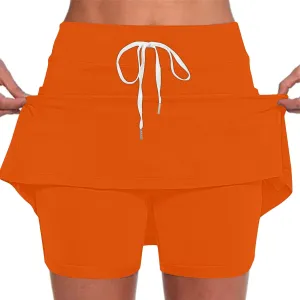 Mini Skirt with Shorts for Women 2025 Trendy Solid Color Athletic Skorts Casual Drawstring Sports Pants Skirts
