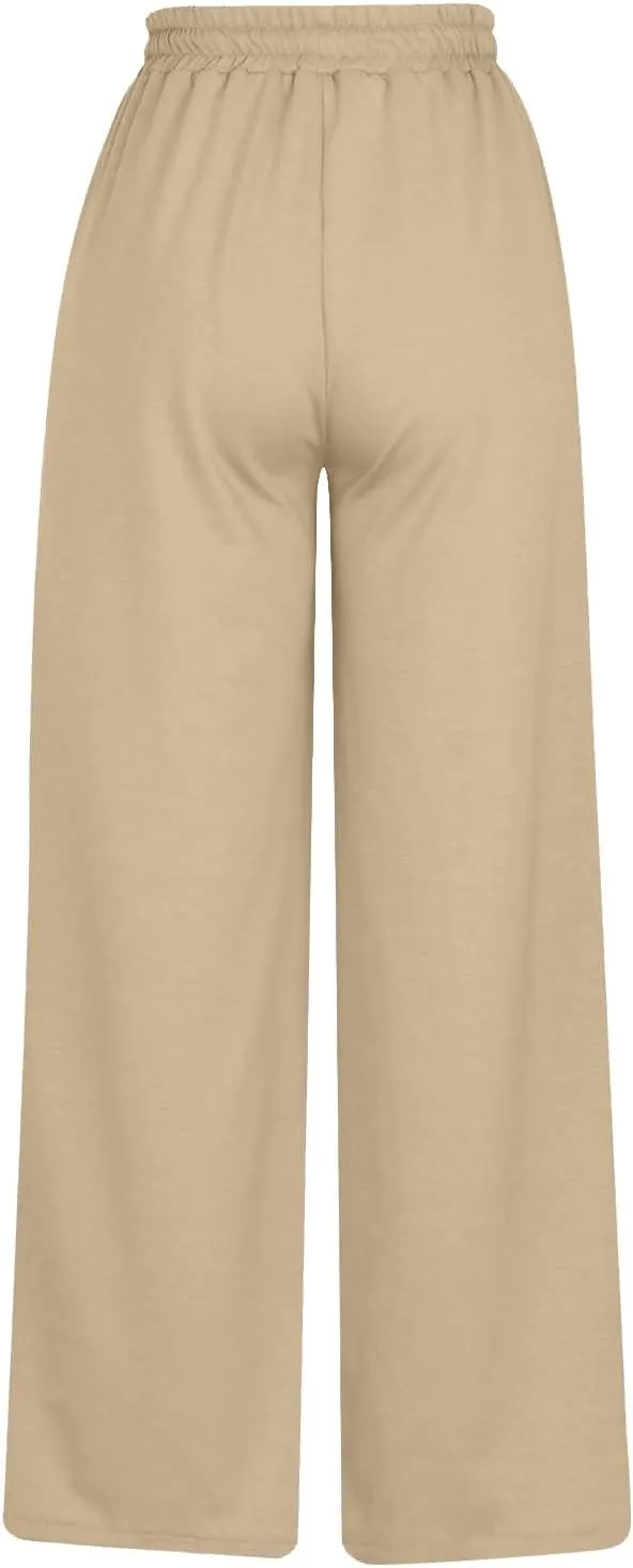 Miyaomn Womens Sweatpants Wide Leg High Waist Lounge Pants Front Pleated Drawstring Gym Workout Sports Casual Travel Trousers