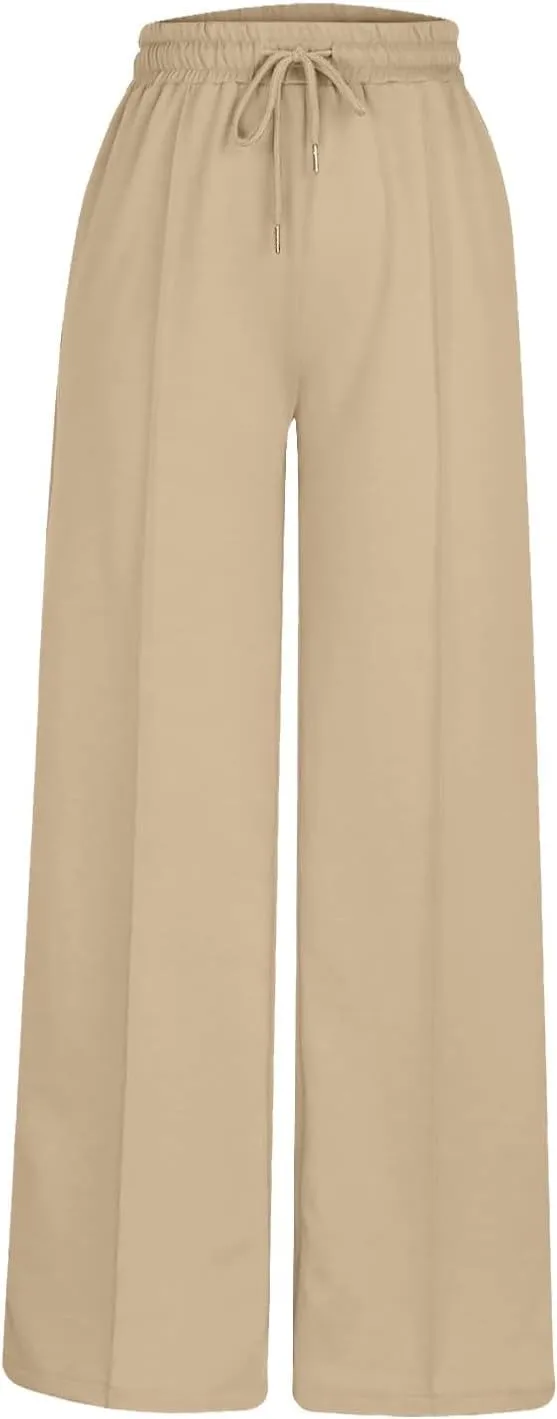 Miyaomn Womens Sweatpants Wide Leg High Waist Lounge Pants Front Pleated Drawstring Gym Workout Sports Casual Travel Trousers