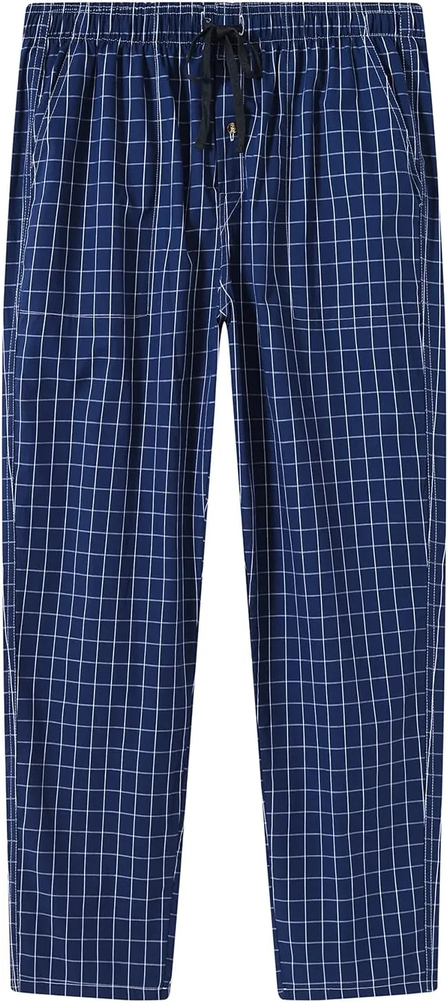 MoFiz Men's Pajama Bottom Pants Sleepwear Lounging Relaxed House PJS Pants with Drawstring Button Fly 3-Pack