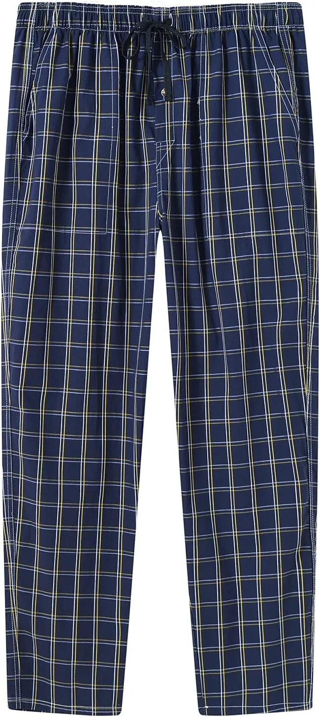 MoFiz Men's Pajama Bottom Pants Sleepwear Lounging Relaxed House PJS Pants with Drawstring Button Fly 3-Pack