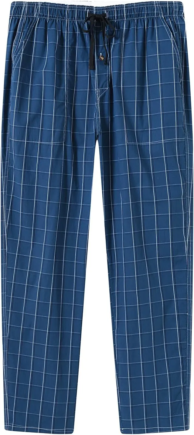 MoFiz Men's Pajama Bottom Pants Sleepwear Lounging Relaxed House PJS Pants with Drawstring Button Fly 3-Pack