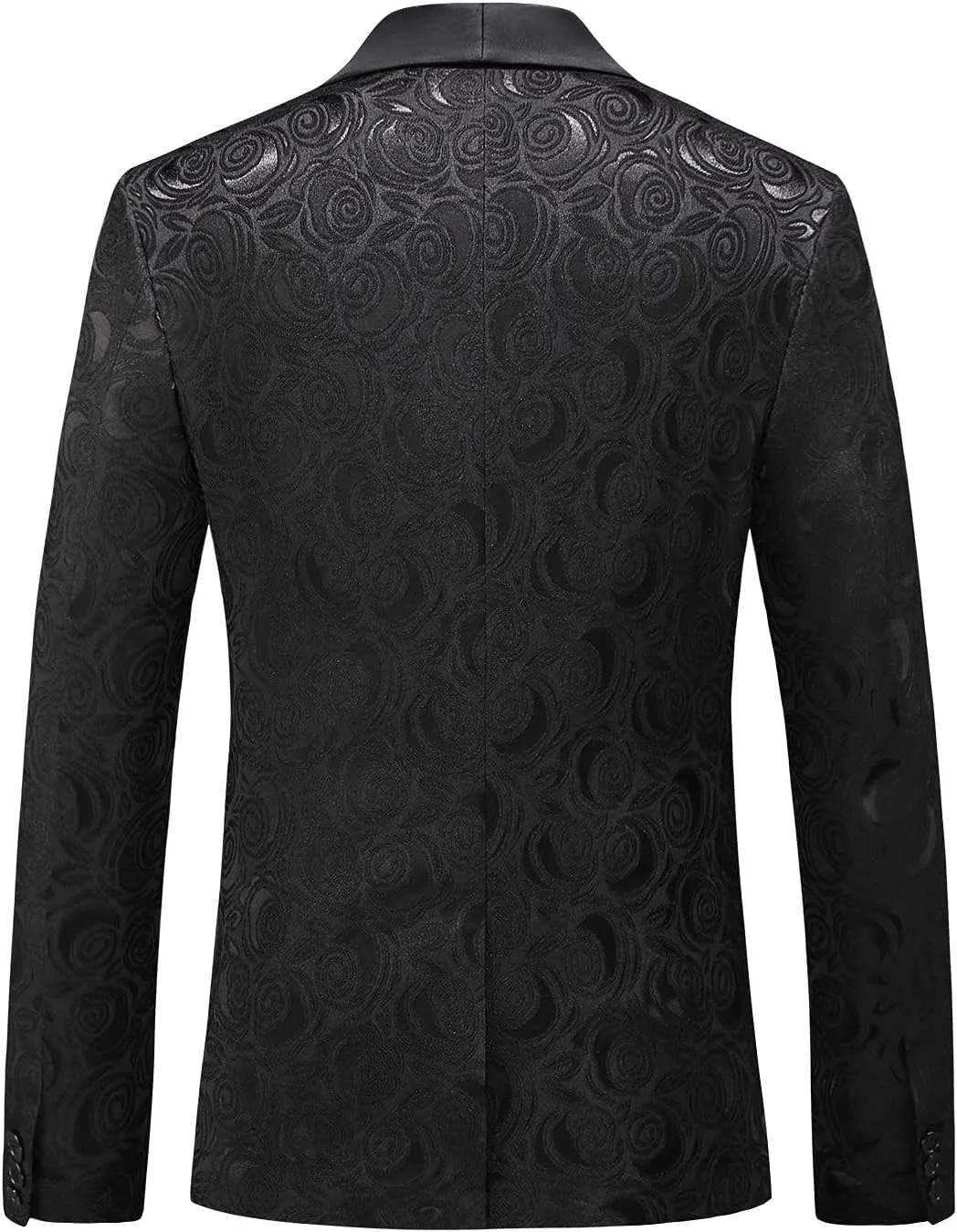 MOGU Mens 3-Piece Slim Fit Suit Set Floral Tuxedo with Shawl Lapel One-Button Blazer Vest Elastic Waist Pants Party Outfit