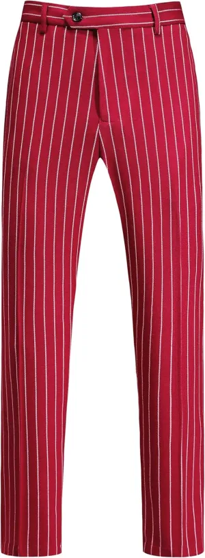 MOGU Mens Striped Slim Fit Dress Pants  Adjustable Elastic Waist Pinstripe Suit Trousers, Business Casual Slacks