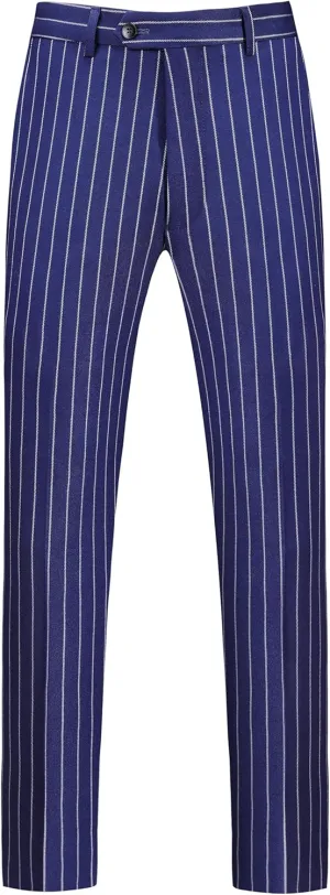 MOGU Mens Striped Slim Fit Dress Pants  Adjustable Elastic Waist Pinstripe Suit Trousers, Business Casual Slacks