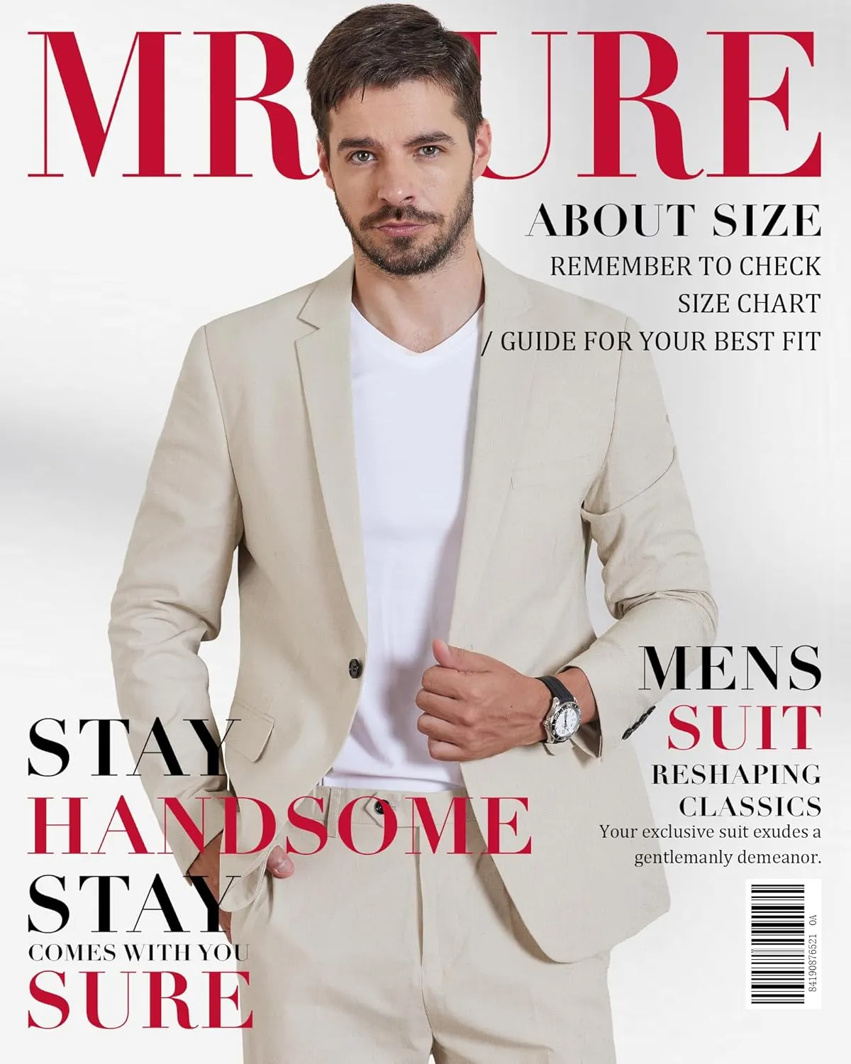 MrSure Mens 2 Piece Regular Fit Linen Suit, Casual Blazer Pants Set, Lightweight Jacket Trouser for Wedding Prom