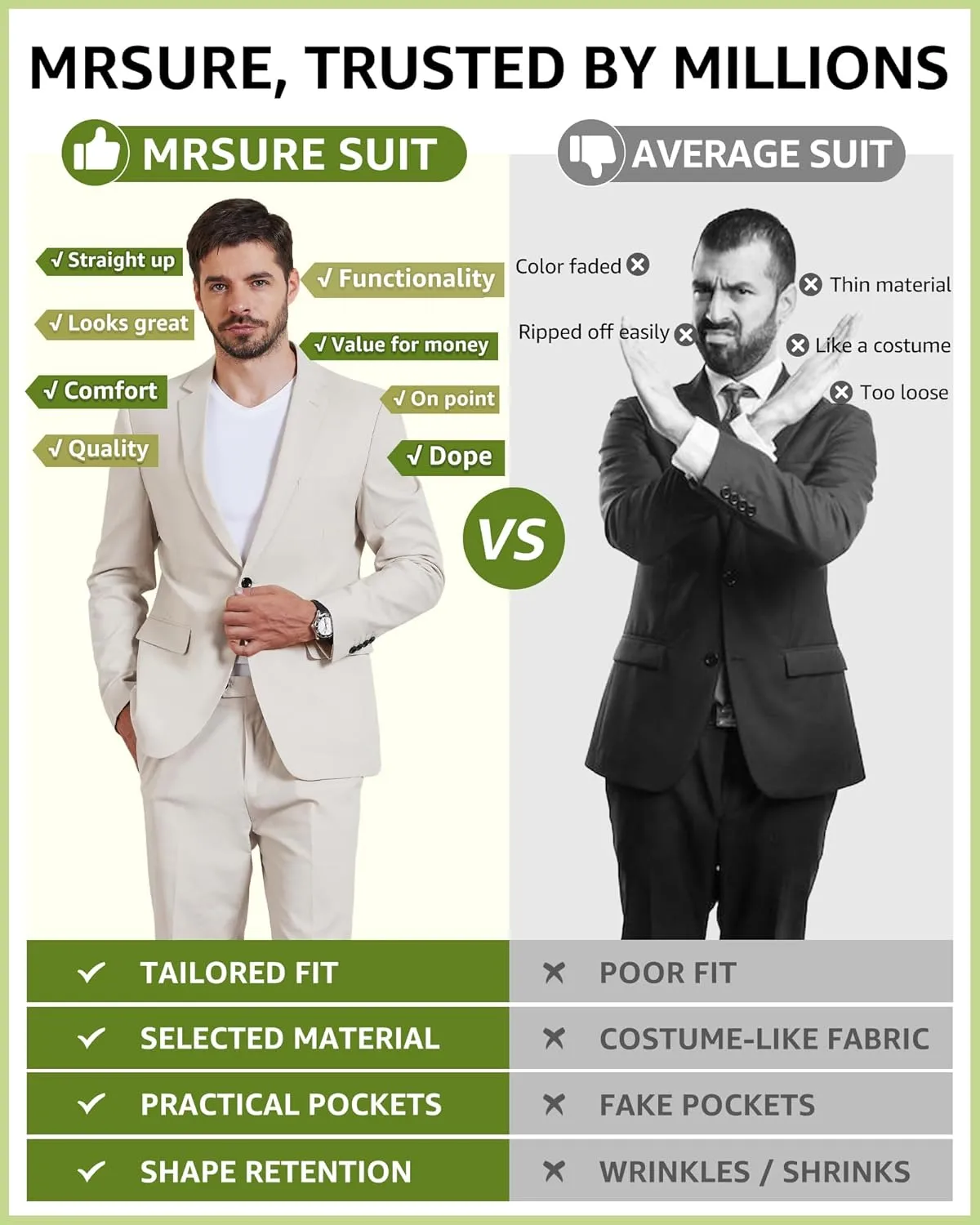 MrSure Mens 2 Piece Regular Fit Linen Suit, Casual Blazer Pants Set, Lightweight Jacket Trouser for Wedding Prom