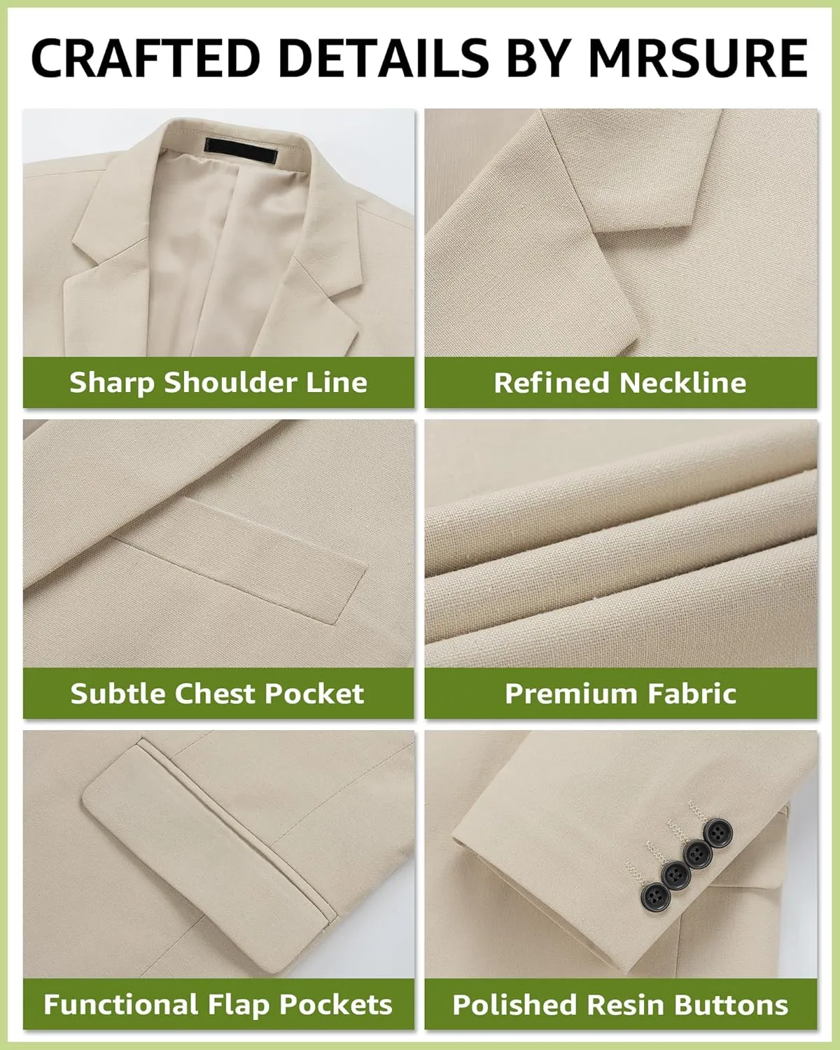 MrSure Mens 2 Piece Regular Fit Linen Suit, Casual Blazer Pants Set, Lightweight Jacket Trouser for Wedding Prom