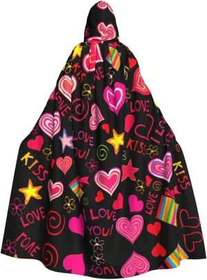 Multiple Symbols Print Long Cape Unisex Cloak With Hood Halloween Costume Cloak Adult Vampire Witch Cape