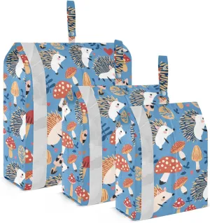Mushroom Hedgehog Packing Cubes Lightweight Luggage Organizer with Handle Travel Organizer Bags for Carry-On Suitcase