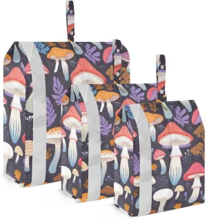 Mushroom Leaves Cartoon Funny Packing Cubes Lightweight Luggage Organizer with Handle Travel Organizer Bags for Carry-On Luggage