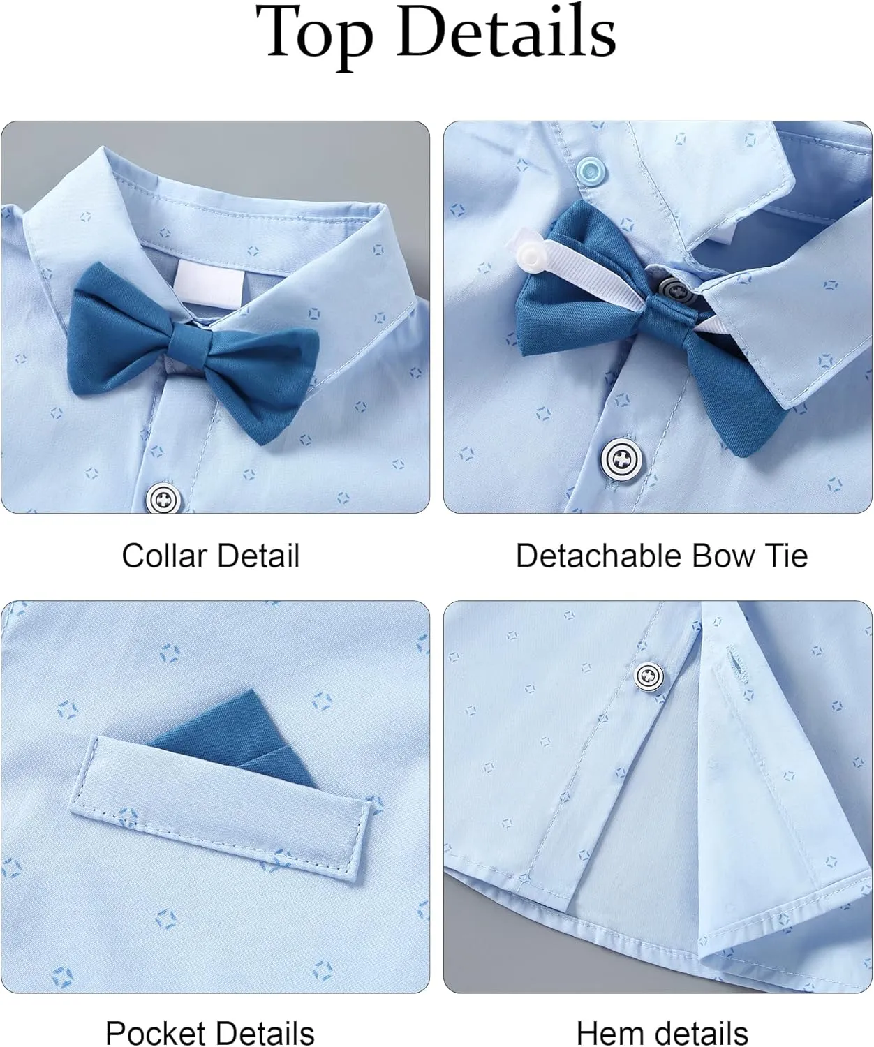 nilikastta Toddler Boy Outfit Boy Suit Boy Dress Shirt with Bowtie/Suspender Pants Gentleman Wedding Outfits 1-10 Years
