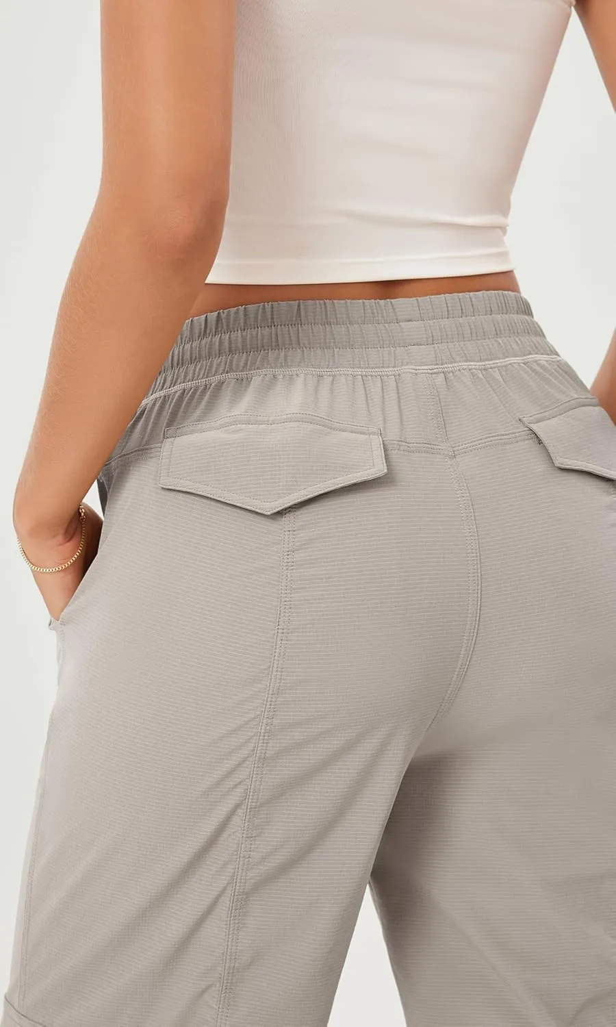 ODODOS Stretch Woven Relaxed Cargo Pants for Women Cinchable Hems Lightweight Casual Sweatpants with Pockets