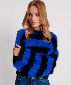 One Teaspoon Krueger Stripe Crop Knit Sweater in Blue/Black - FINAL SALE