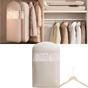 Otherwise Garment Bag, Space Saving Hanging Garment Bag with Self Compression Zipper,Dust Cover Clothes Bags for Down Coat,Space Saver Closet Organizers, for Closet Storage (Beige, M)