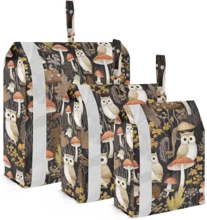 Owls Fall Mushrooms Leaves Packing Cubes Lightweight Luggage Organizer with Handle Travel Organizer Bags for Travel Clothes Suitcase
