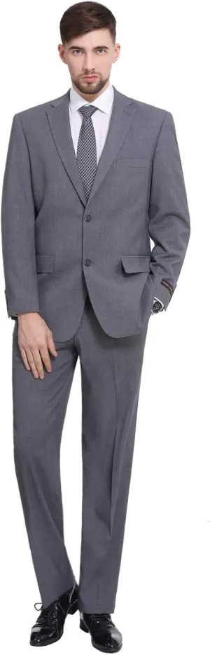 P&L Men's Premium Classic Fit 2 Piece Suit, 2 Button Blazer Jacket & Pants for Big and Tall, Daily Wear, Business & Wedding