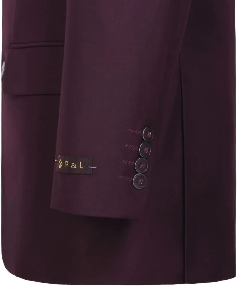 P&L Men's Premium Classic Fit 2 Piece Suit, 2 Button Blazer Jacket & Pants for Big and Tall, Daily Wear, Business & Wedding