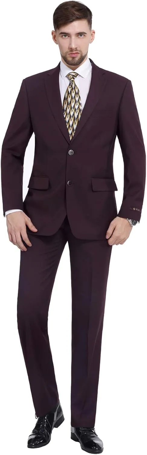 P&L Men's Premium Classic Fit 2 Piece Suit, 2 Button Blazer Jacket & Pants for Big and Tall, Daily Wear, Business & Wedding