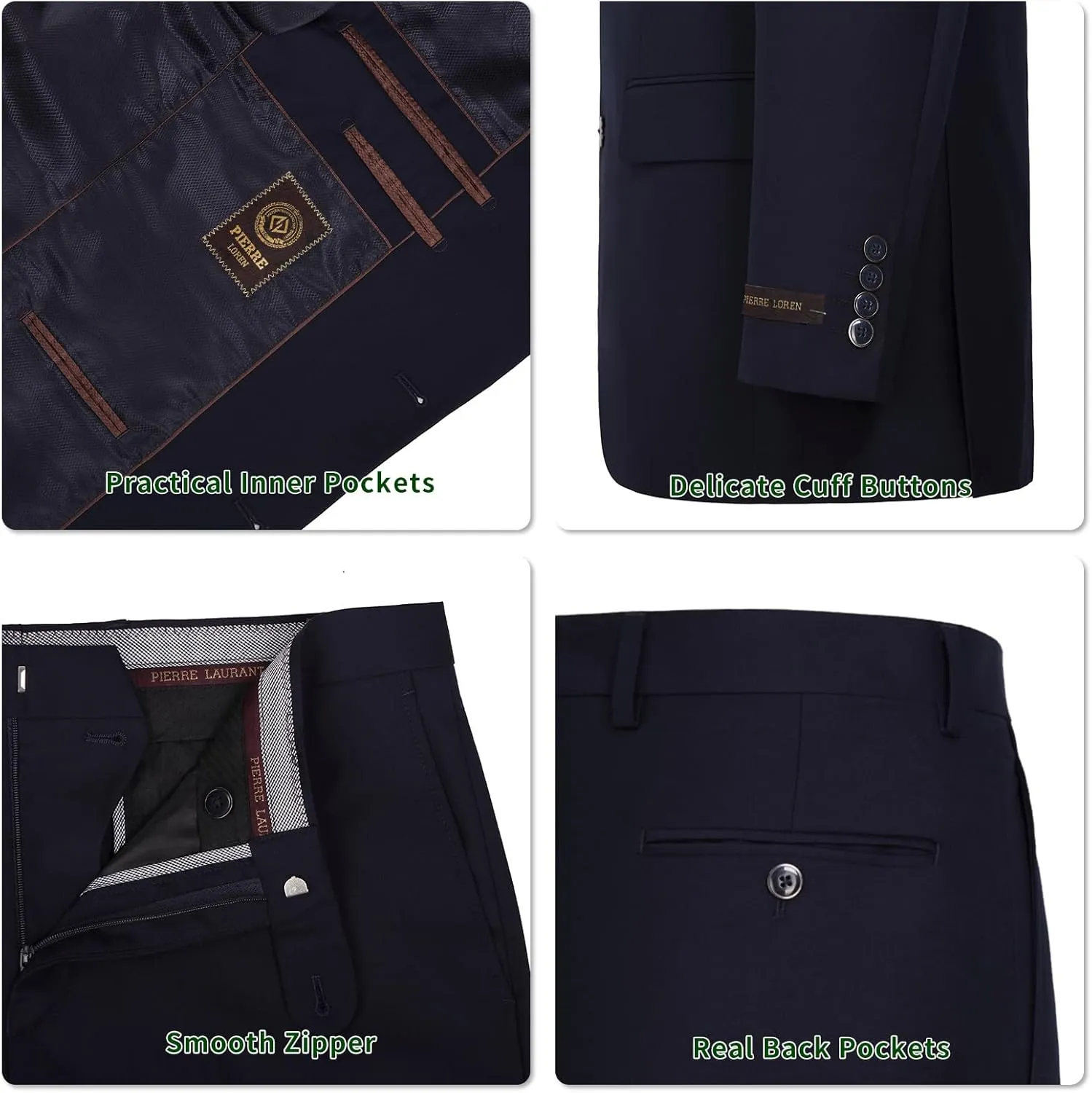 P&L Men's Premium Classic Fit 2 Piece Suit, 2 Button Blazer Jacket & Pants for Big and Tall, Daily Wear, Business & Wedding