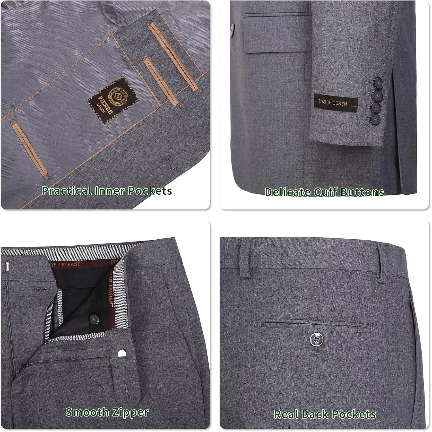 P&L Men's Premium Classic Fit 2 Piece Suit, 2 Button Blazer Jacket & Pants for Big and Tall, Daily Wear, Business & Wedding