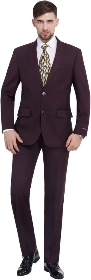 P&L Men's Premium Classic Fit 2 Piece Suit, 2 Button Blazer Jacket & Pants for Big and Tall, Daily Wear, Business & Wedding