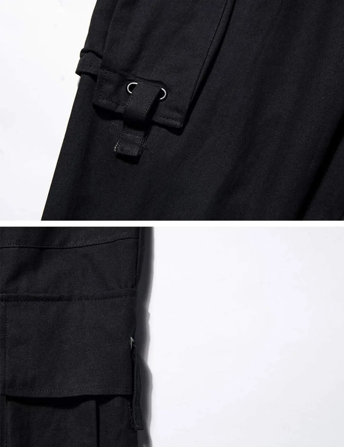 PAODIKUAI Men Techwear Matte Black Jogger Pants Relaxed Fit Streetwear Pants with Multiple Pockets