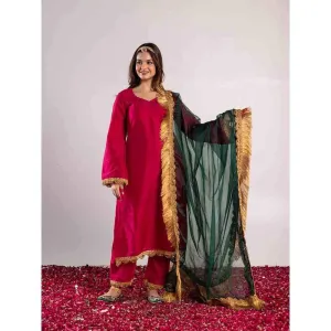 PEHNO'SA Meera Bai Solid Kurta Pink (Set of 3)