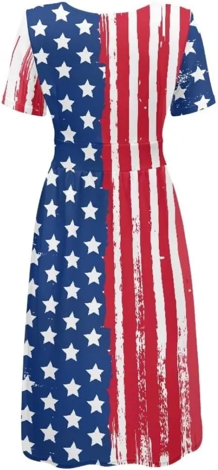 Pinupub Women Short Sleeve Wrap V Neck Dress Novelty Cute Graphic Casual Aloha Luau Party Dresses