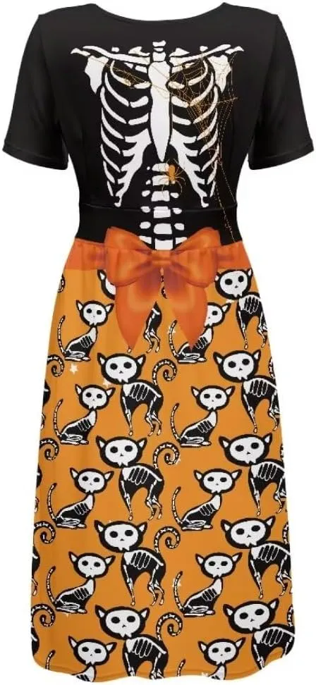 Pinupub Women Short Sleeve Wrap V Neck Dress Novelty Cute Graphic Casual Aloha Luau Party Dresses