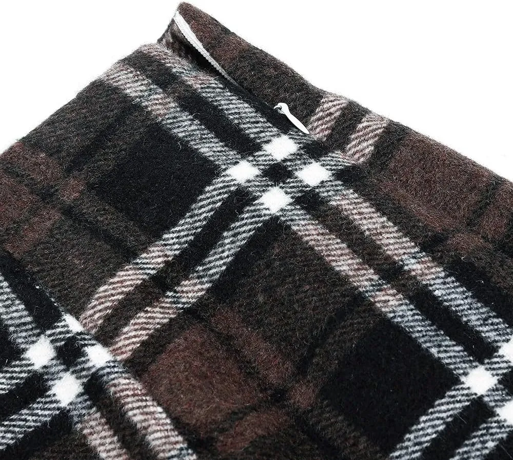 Plaid Skirts for Women Fall High Waisted Wool Christmas Skirts Y2k Sexy Tight Bodycon Mini Tartan Pencil Skirt