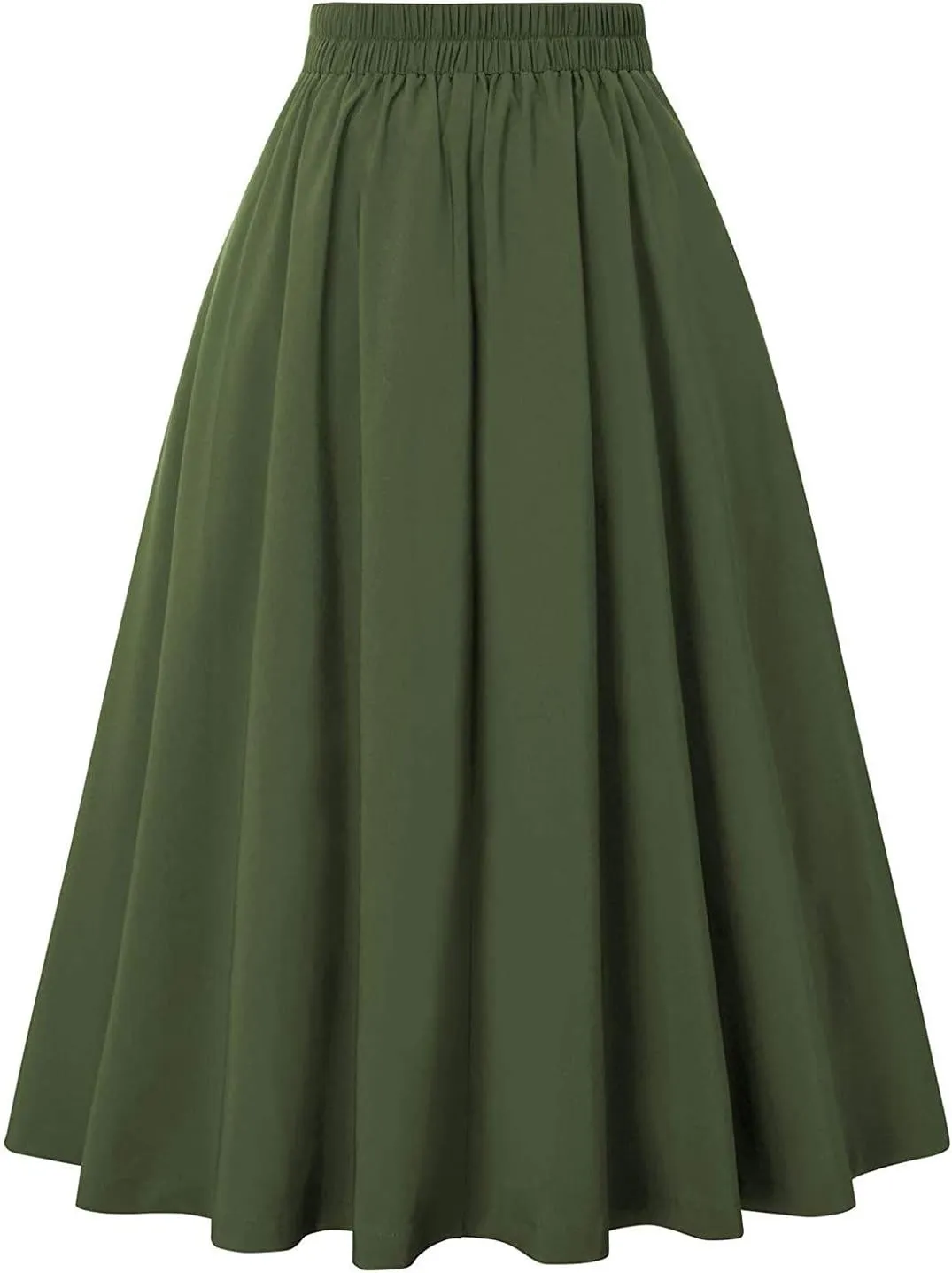Pleated Skirts for Women Trendy 2025 A-Line Casual Midi Skirt High Rise Cinch Waisted Button Down Skirt 2025 Outfit