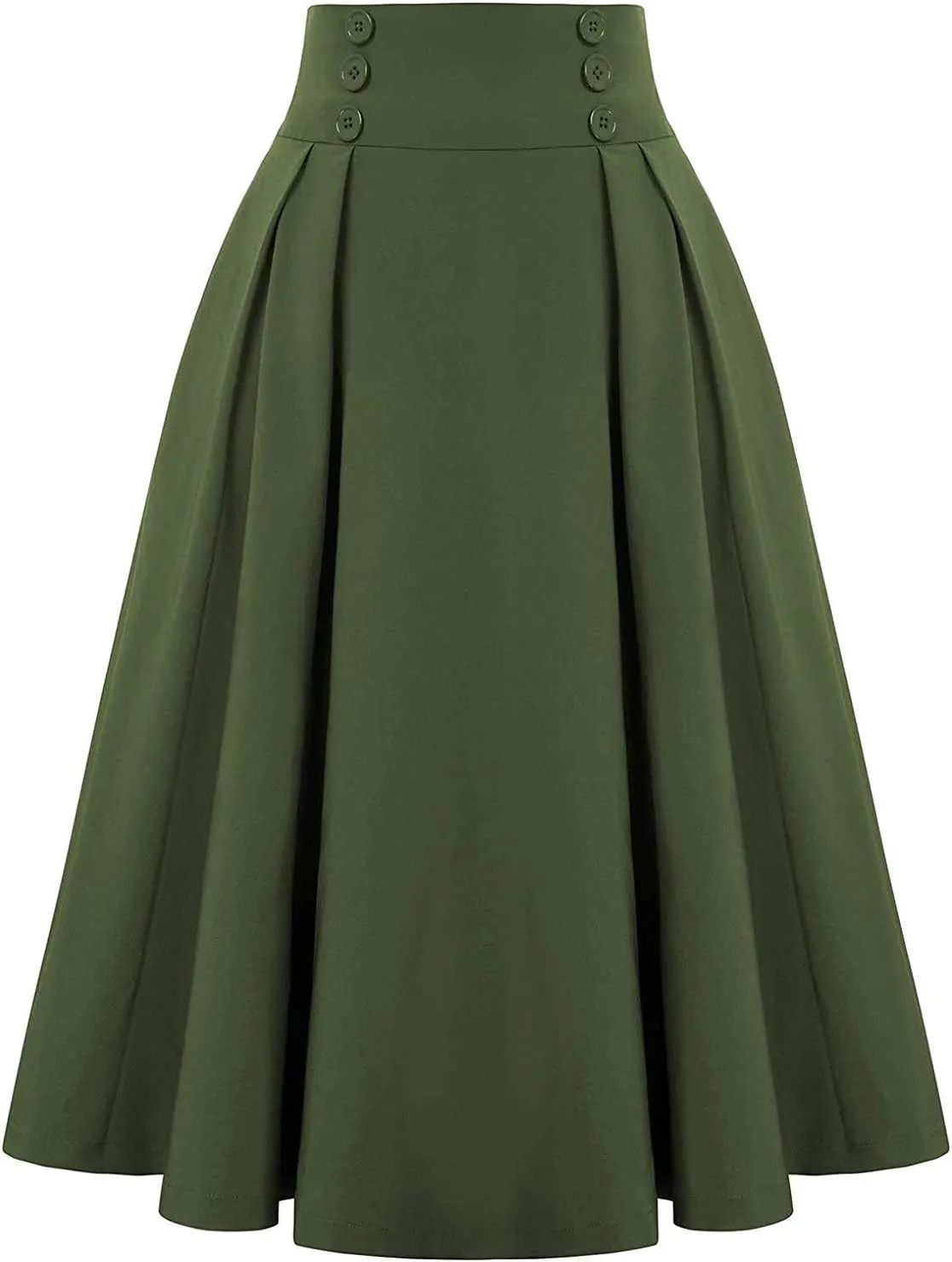 Pleated Skirts for Women Trendy 2025 A-Line Casual Midi Skirt High Rise Cinch Waisted Button Down Skirt 2025 Outfit