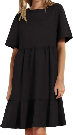 Plus Size Dresses for Women Short Sleeve Crew Neck Womens Dresses Swing Flowy Tiered Ruffle Beach Dress 2025