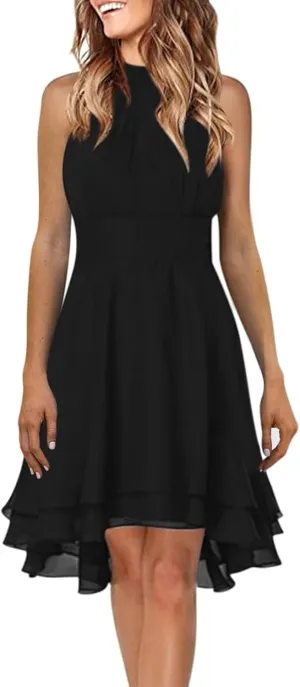 Plus Size Sexy Off The Shoulder Cocktail Dress for Women Trendy Sleeveless Chiffon Formal Ruched Midi Halter Dress