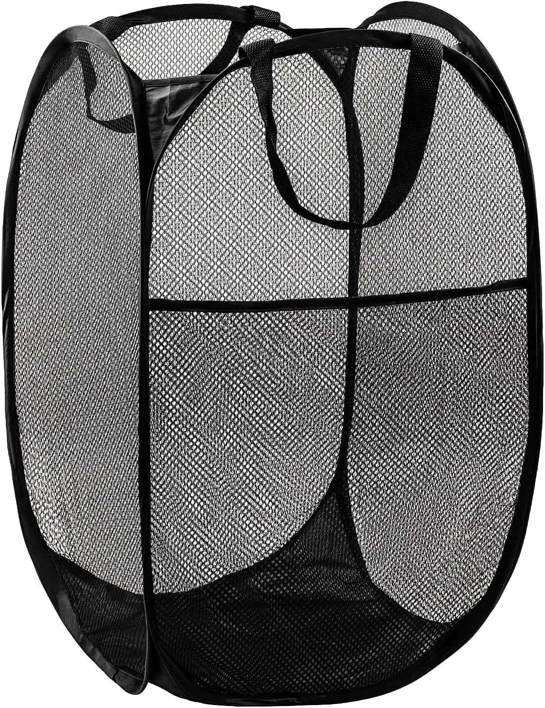 Pop Up Hamper, 1 PCS Mesh Pop Up Laundry Hamper, Foldable Mesh Laundry Basket with Space-Saving Design for Home, Dorm, Travel & Storage - Black